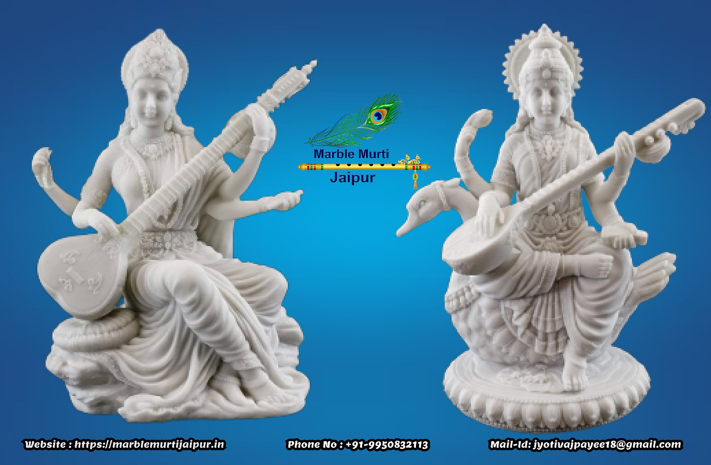 Saraswati Mata Marble Murti Supplier and Makers in Chennai, Tamil Nadu, South India-Marble Murti…