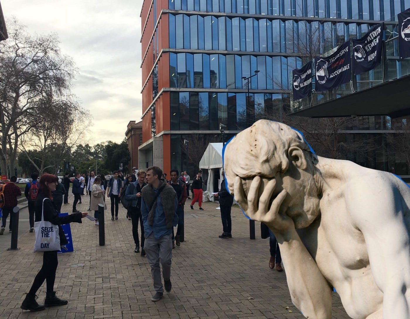 “Ah f*ck, here we go again”, students let out collective groan as they realise it’s student…