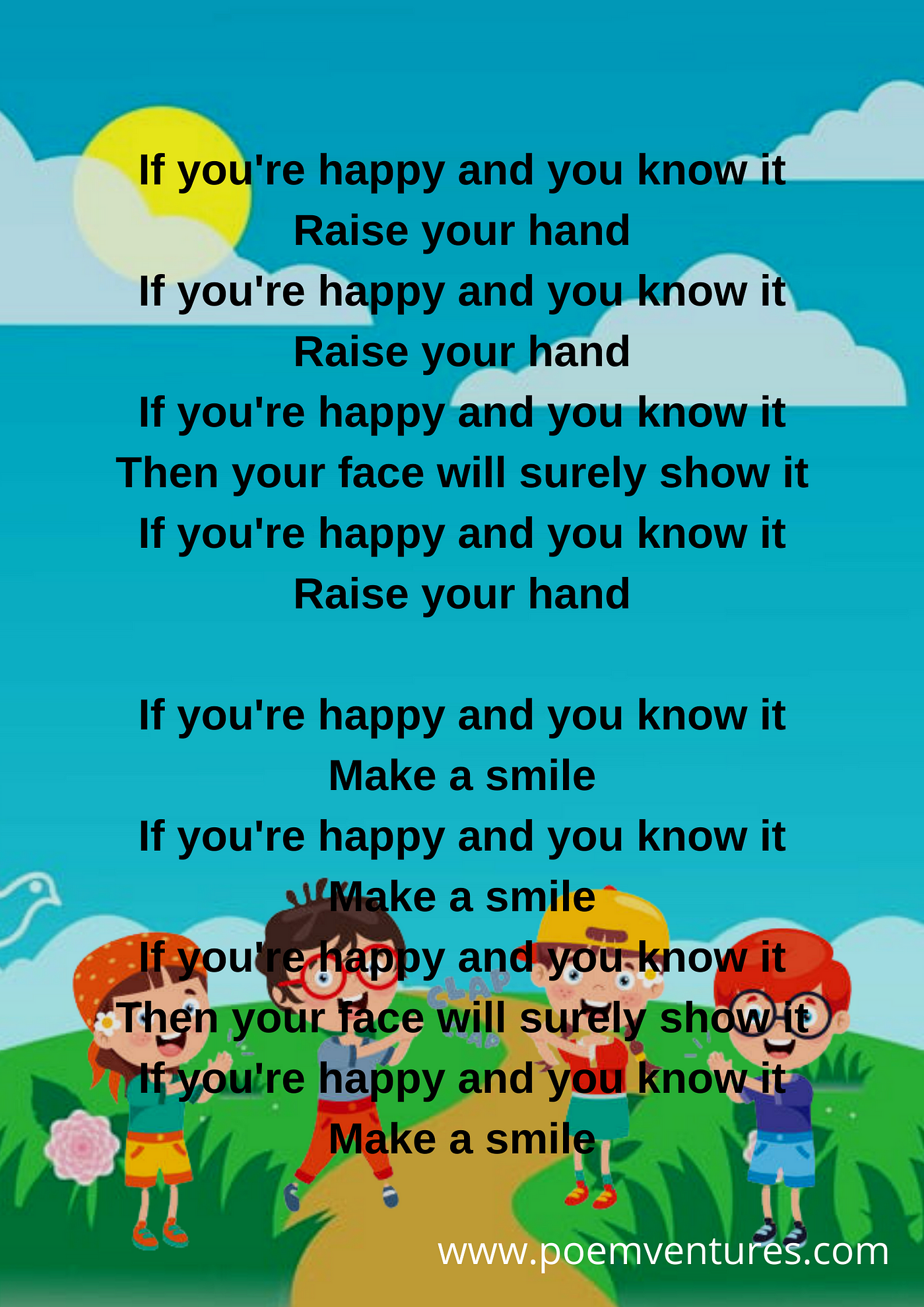 If You're Happy and You Know It Lyrics, Kids Song, PoemVenture's, by  PoemVentures