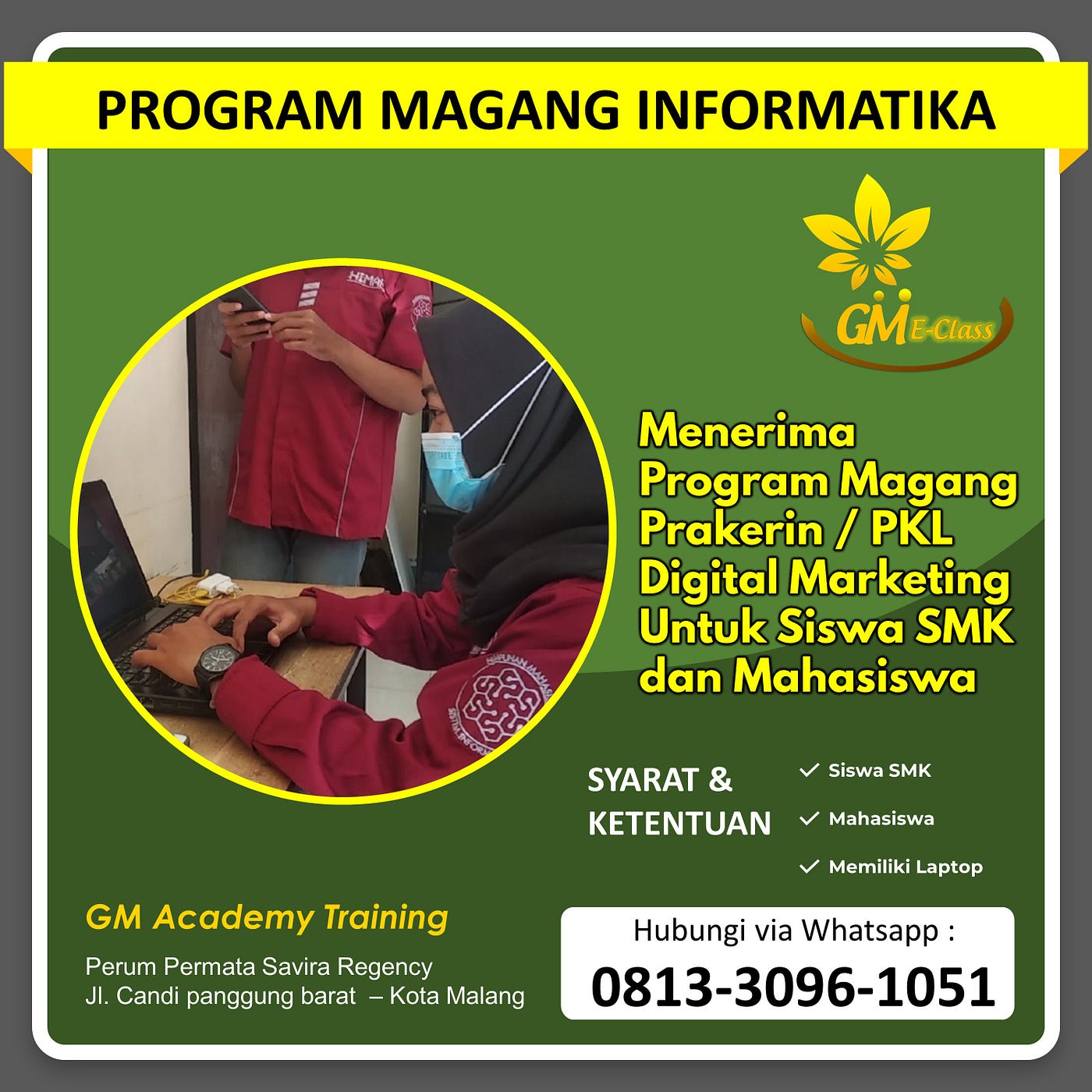 0813–3096–1051, Tempat Magang SMK Jurusan TKJ Kepanjen Malang