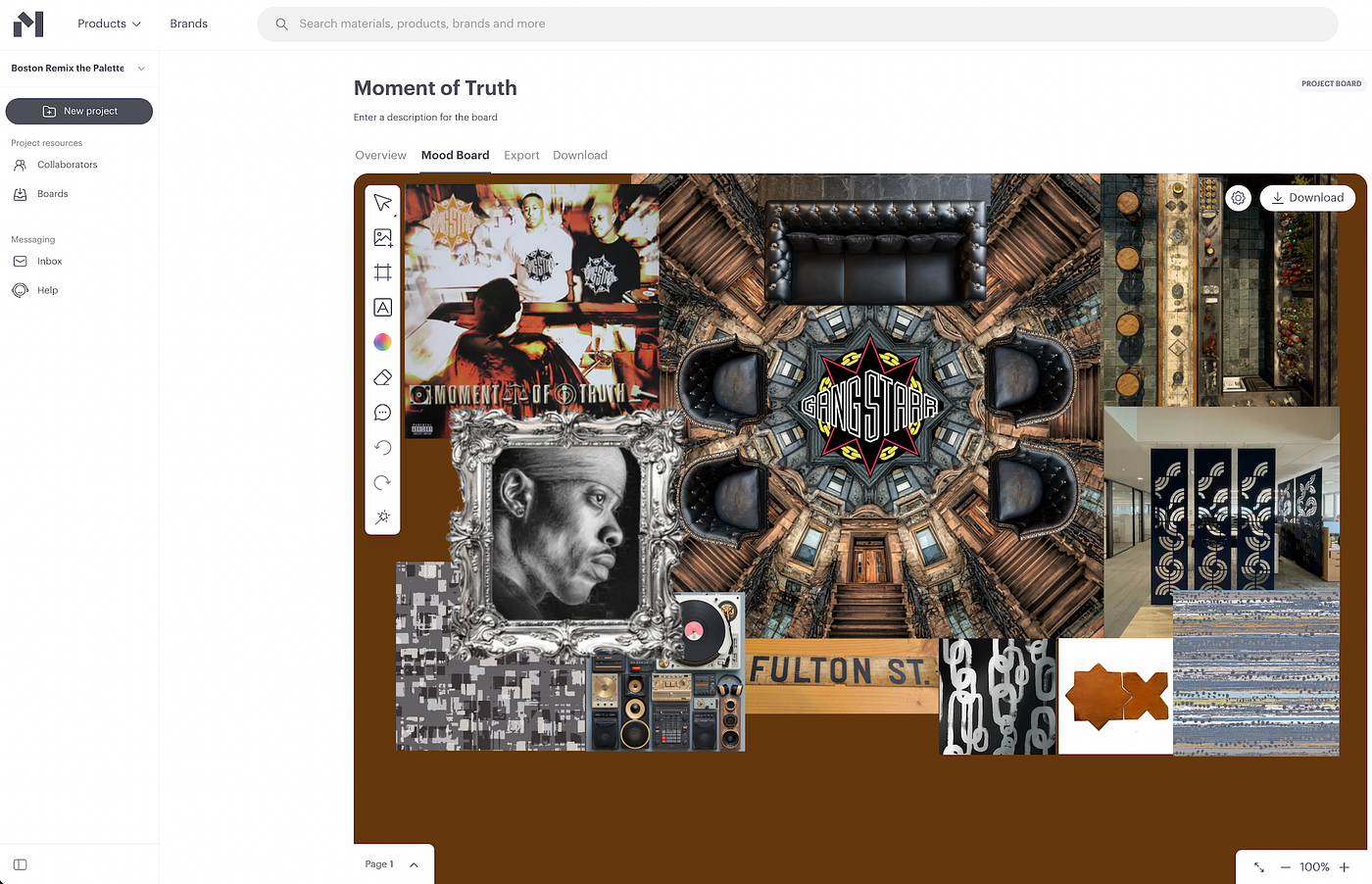 My ‘Moment of Truth’ Material Bank Mood Board