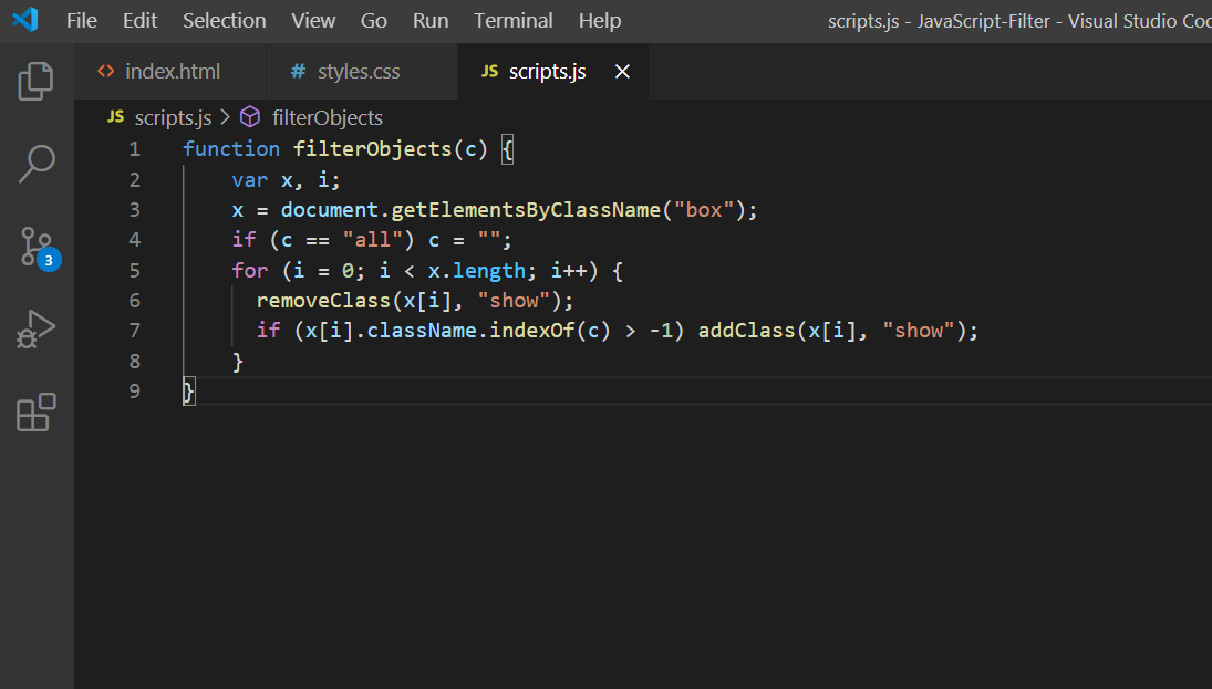 Filtering js. Filtering js