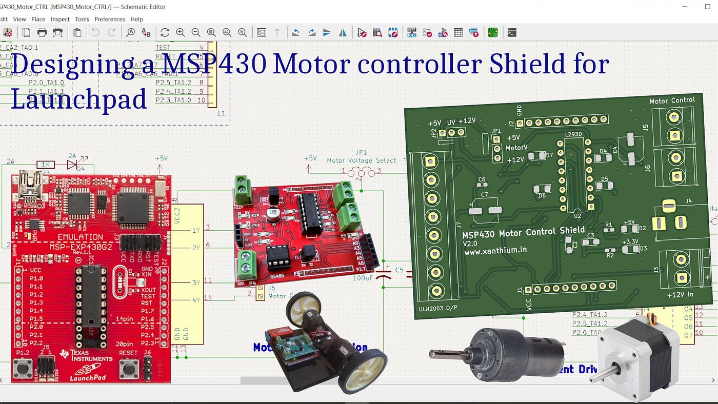 Designing a MSP430 Launchpad DC Motor/Stepper Motor Controller Shield Board using Kicad