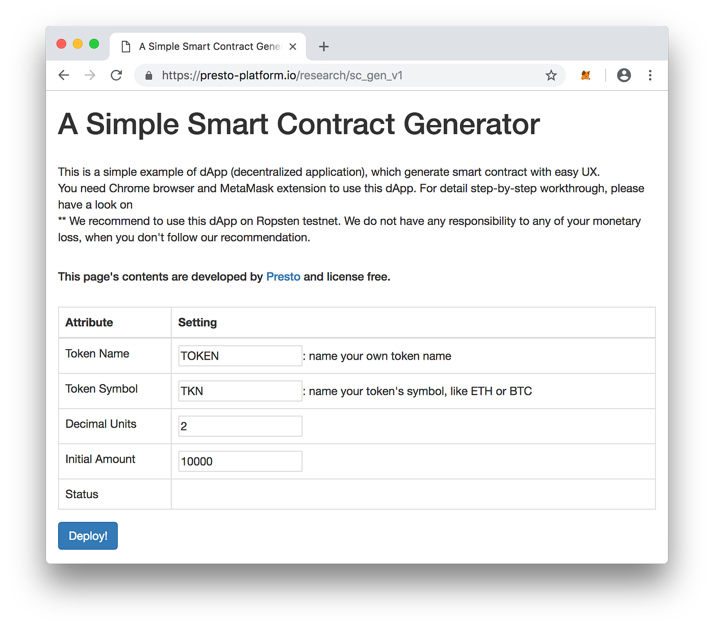 스마트 컨트랙트 자동생성 dApp의 구현. 간단한 dApp과 코드분석을 통해 그 응용을 알아본다 | by cg.bahk | Presto  | Medium