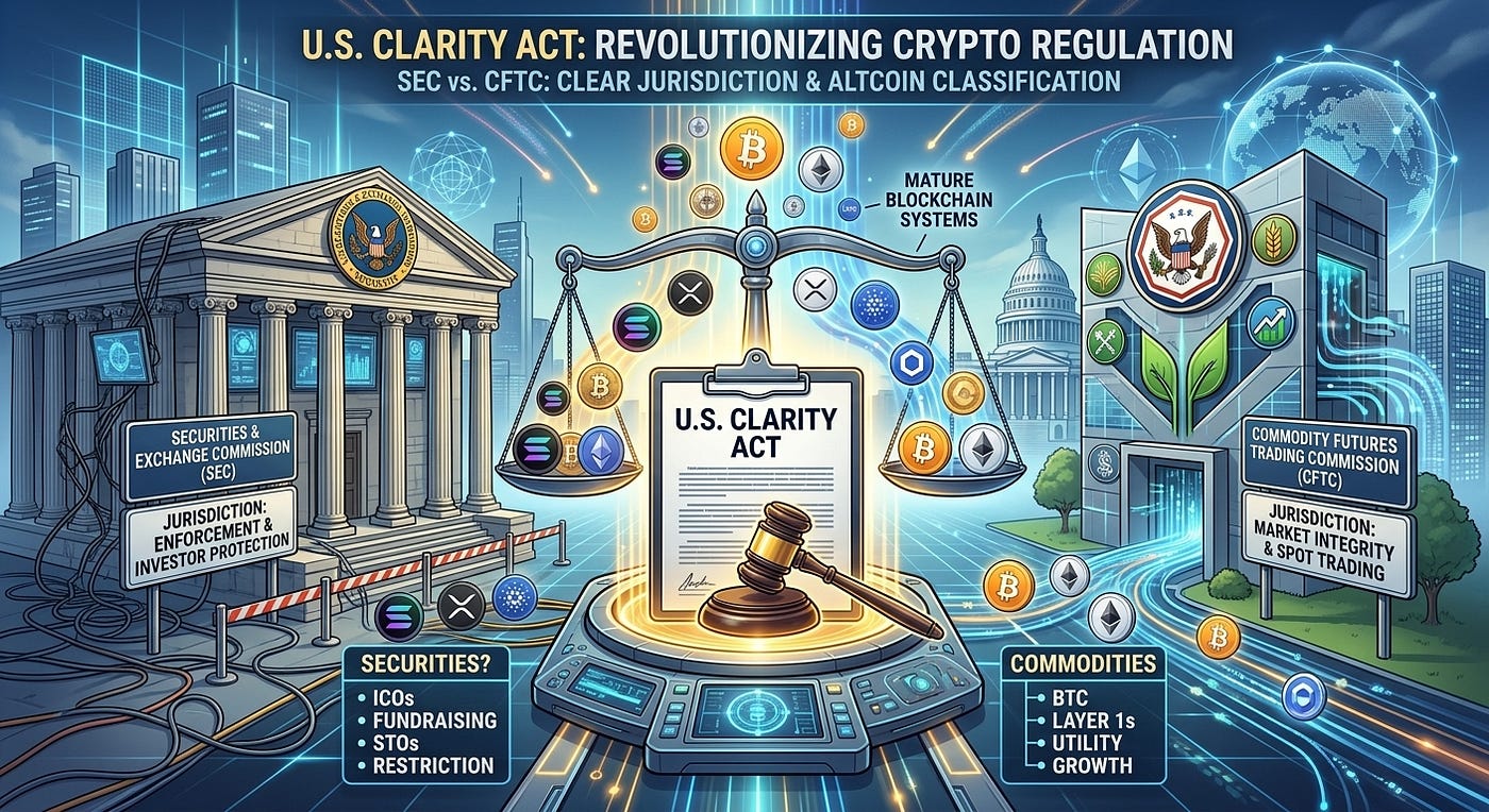 What the U.S. CLARITY Act Means for Crypto: SEC vs. CFTC, Altcoin Classification, and Market Impact