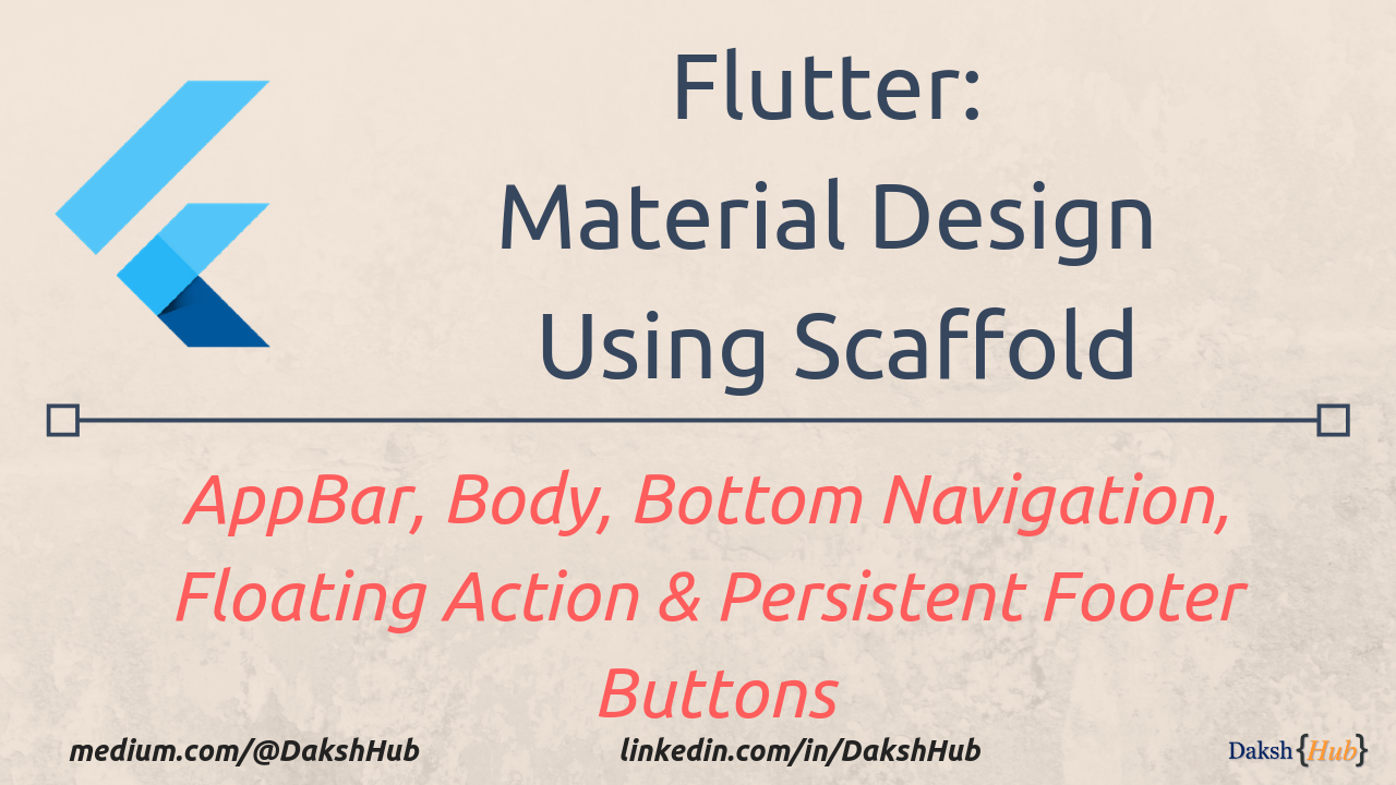 Flutter: Material Design Using Scaffold (AppBar, Body, Bottom Navigation,  Floating Action & Persistent Footer) | by DAKSH (DK) Gupta | ProAndroidDev