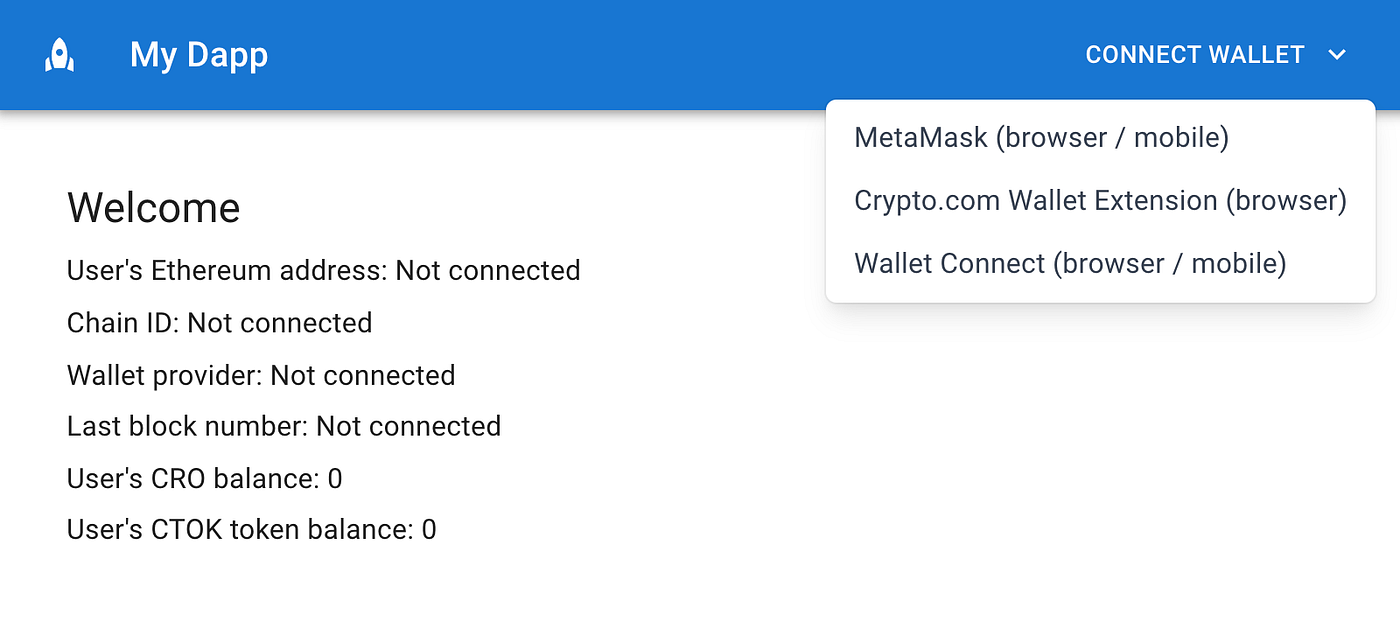 Cronos developer series: build a simple Dapp with React, Crypto.com DeFi  Wallet and MetaMask | by Ken Timsit | Cronos | Medium