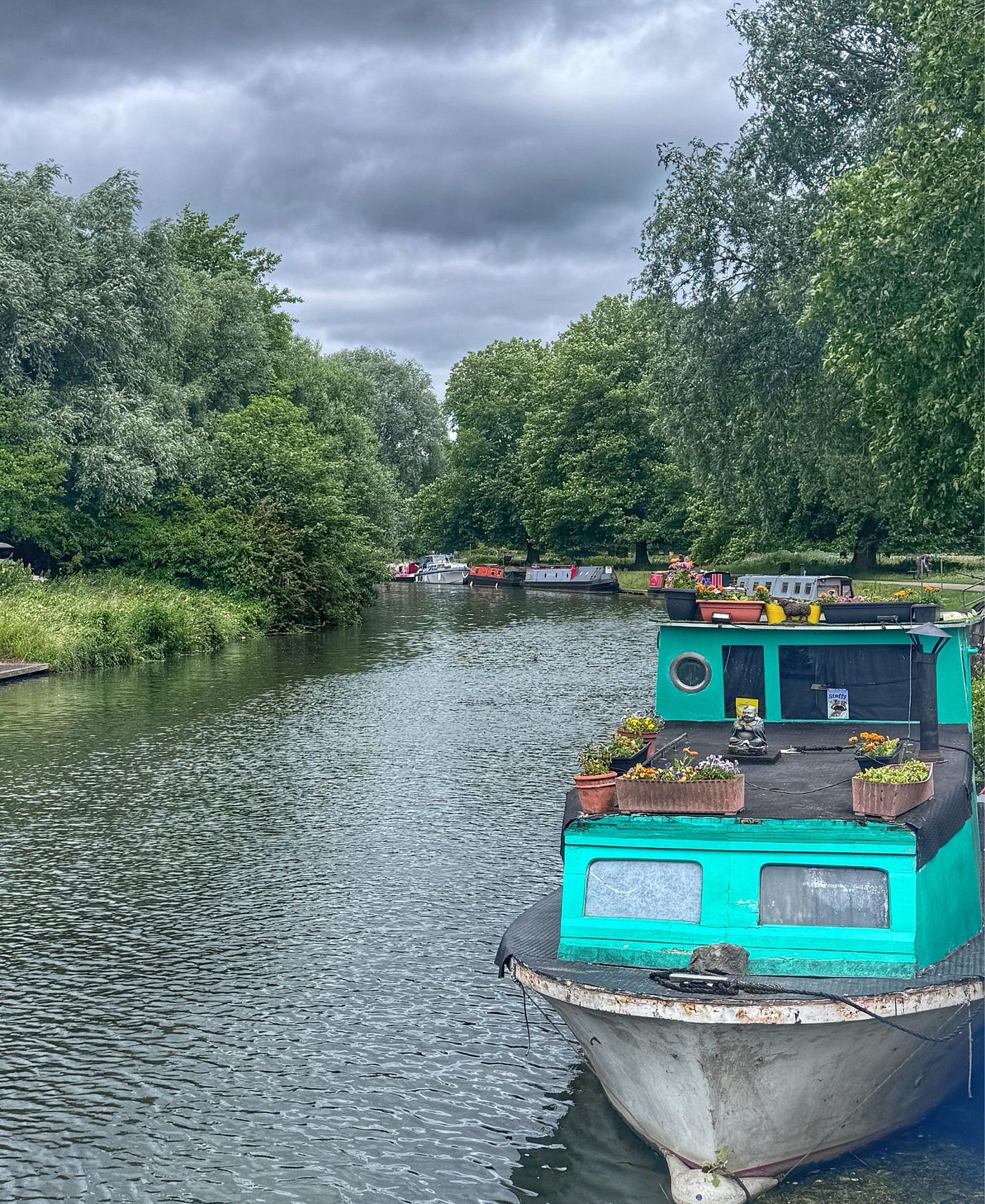 Colourful barge with floral display. Photo by MyriadPhoto © 2026.