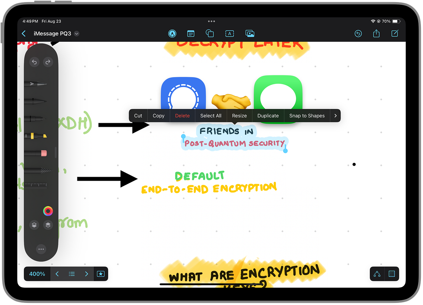 Source: Author | Selecting hand-written text in Freeform is easy