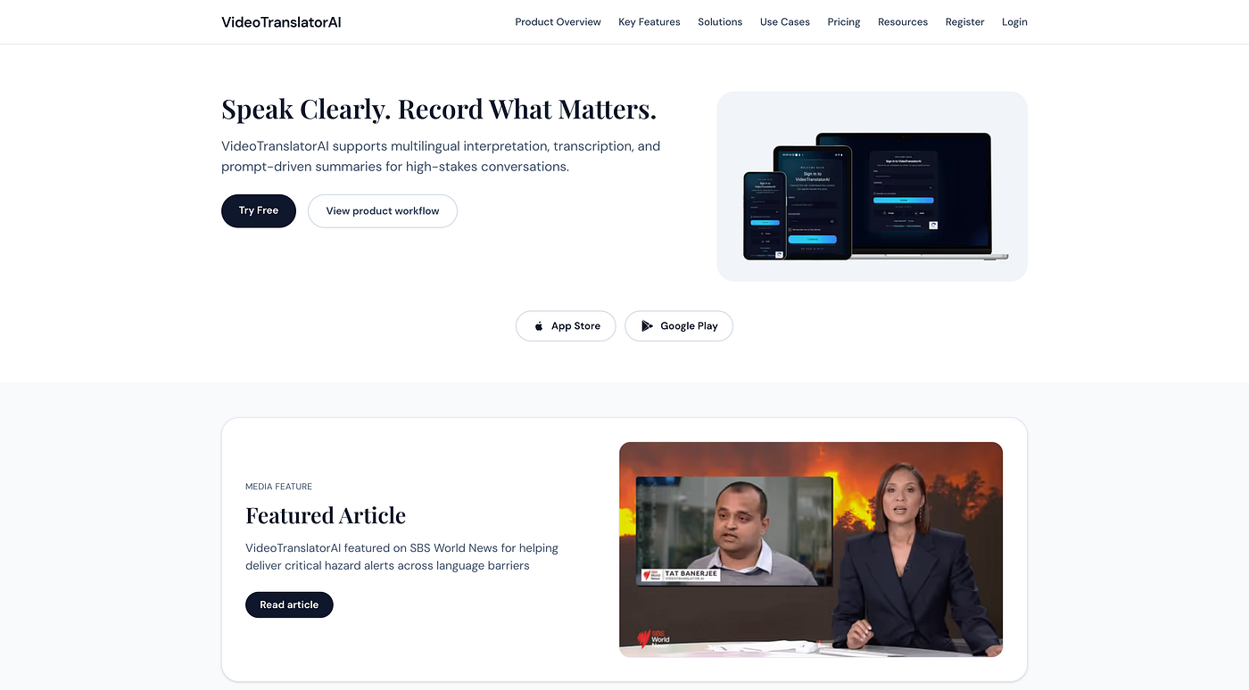 VideoTranslatorAI’s website interface today. Powered by our bespoke CMS.