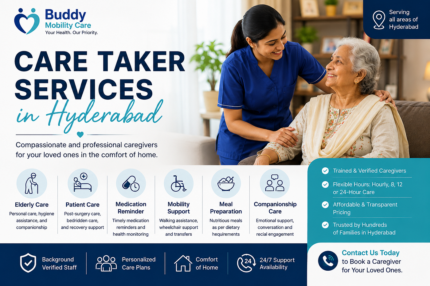 Care Taker Services in Hyderabad: Trusted Home Care for Your Loved Ones | Buddy Mobility Care