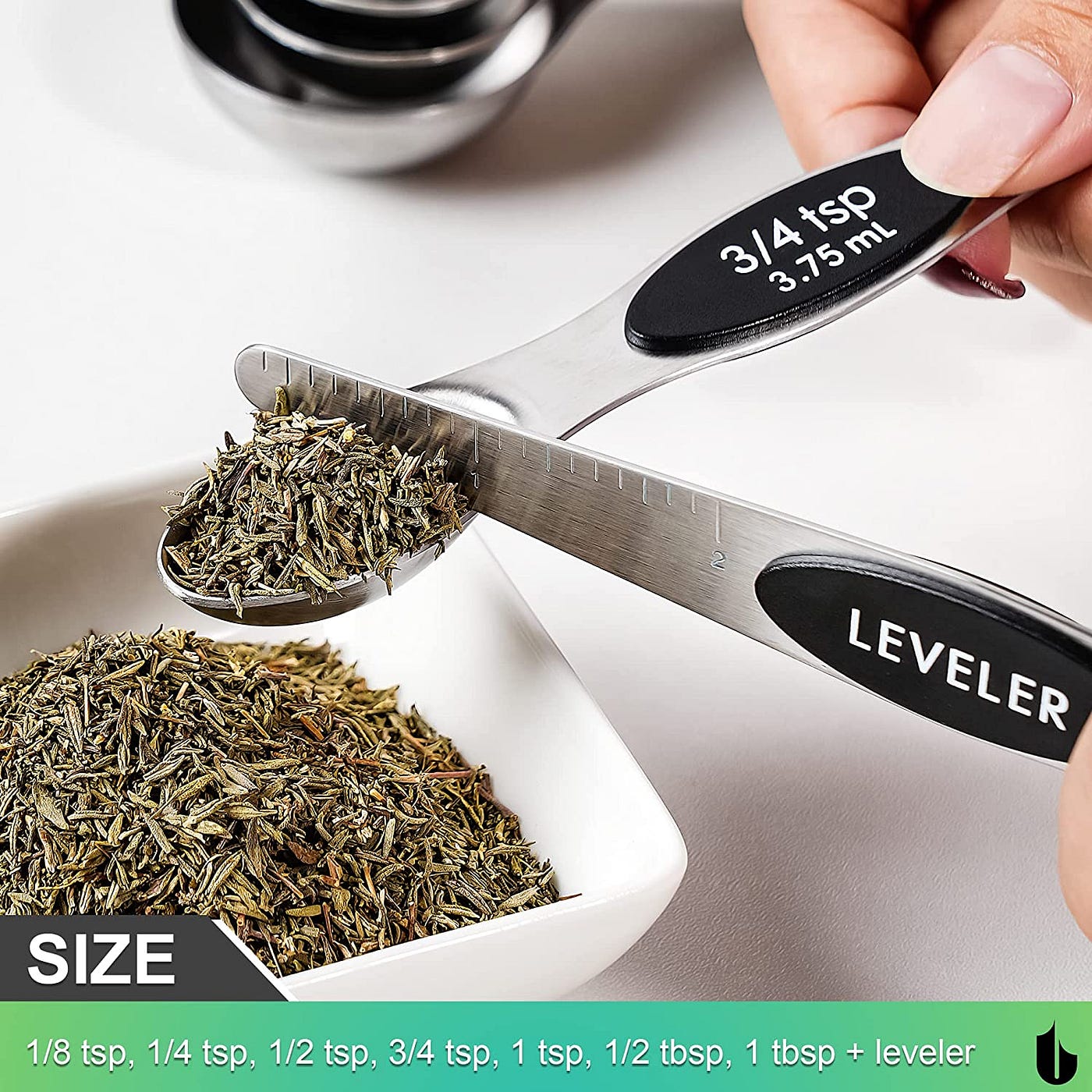 Single 1 TSP Narrow Stainless Steel Measuring Spoon for Thin, Narrow Mouth Spice Jars, Silver