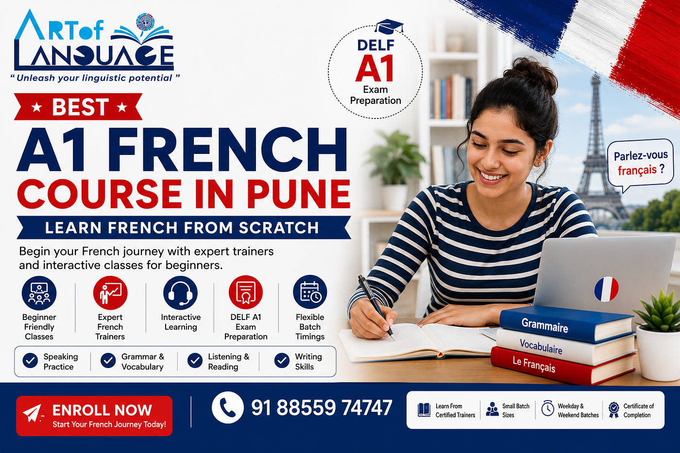 Best A1 French Language Course in Pune — Learn French from Scratch at Art of Language