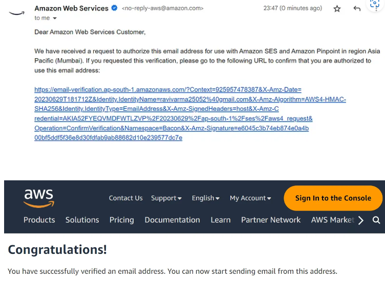 How to send an email –  Web Services (AWS)