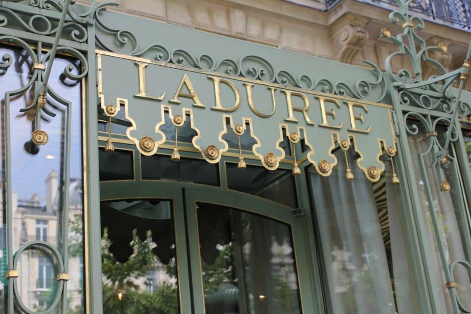 Paris Laduree Green Gold Door Sign Architecture Champs Elysees Tote Bag