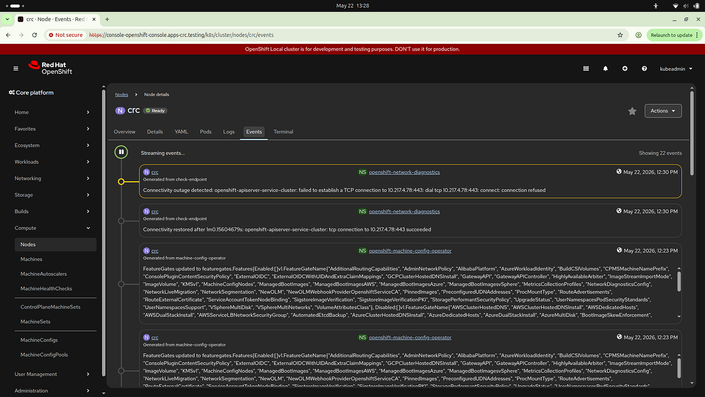 Figure 3: Monitoring runtime cluster API server connection events and self-healing loops.