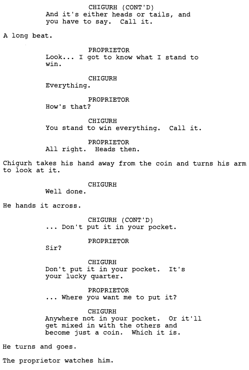 Great Scene: “No Country For Old Men” | by Scott Myers | Medium