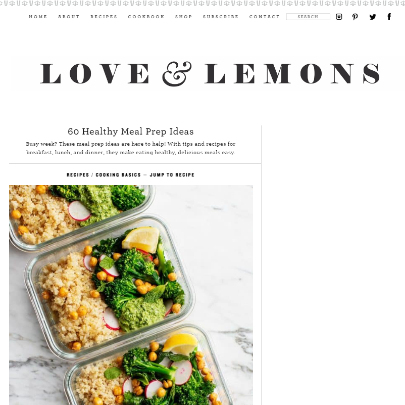 60 Healthy Meal Prep Ideas - Recipes by Love and Lemons