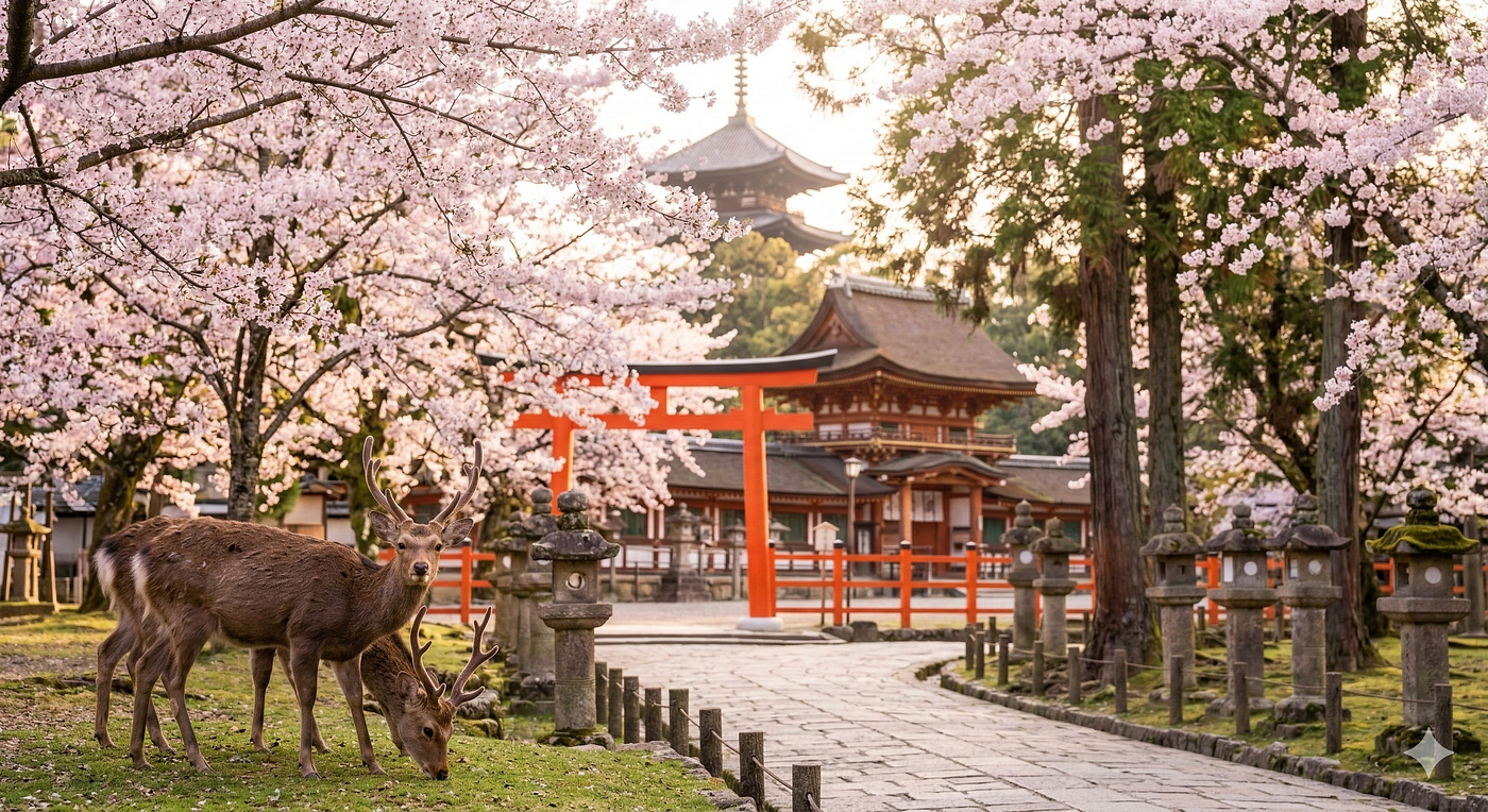 Cherry Blossoms and Shinto Shrines in Nara: A Sacred View of Spring