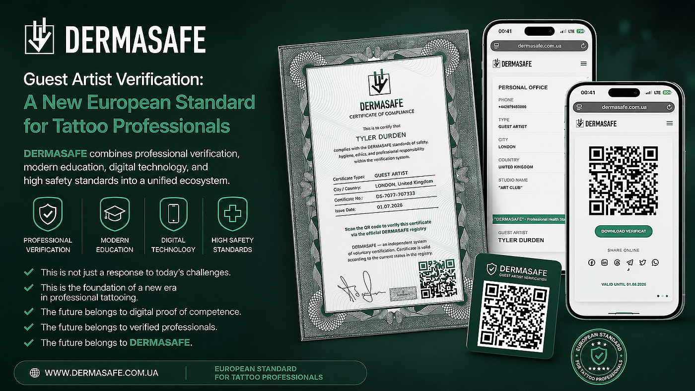 DERMASAFE Guest Artist Verification: The New European Standard for Tattoo Professionals