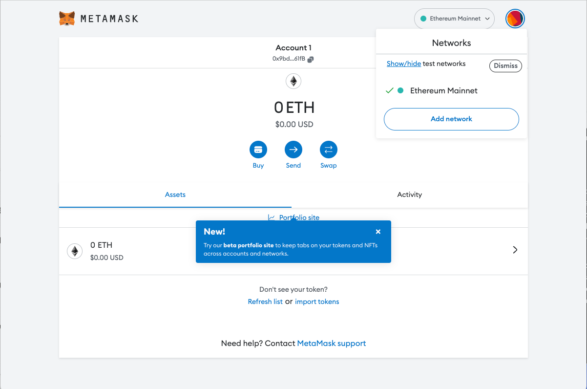 Setting up MetaMask Wallet. Test-Pilot Check-in | by Secured Finance  Official | Secured Finance | Medium