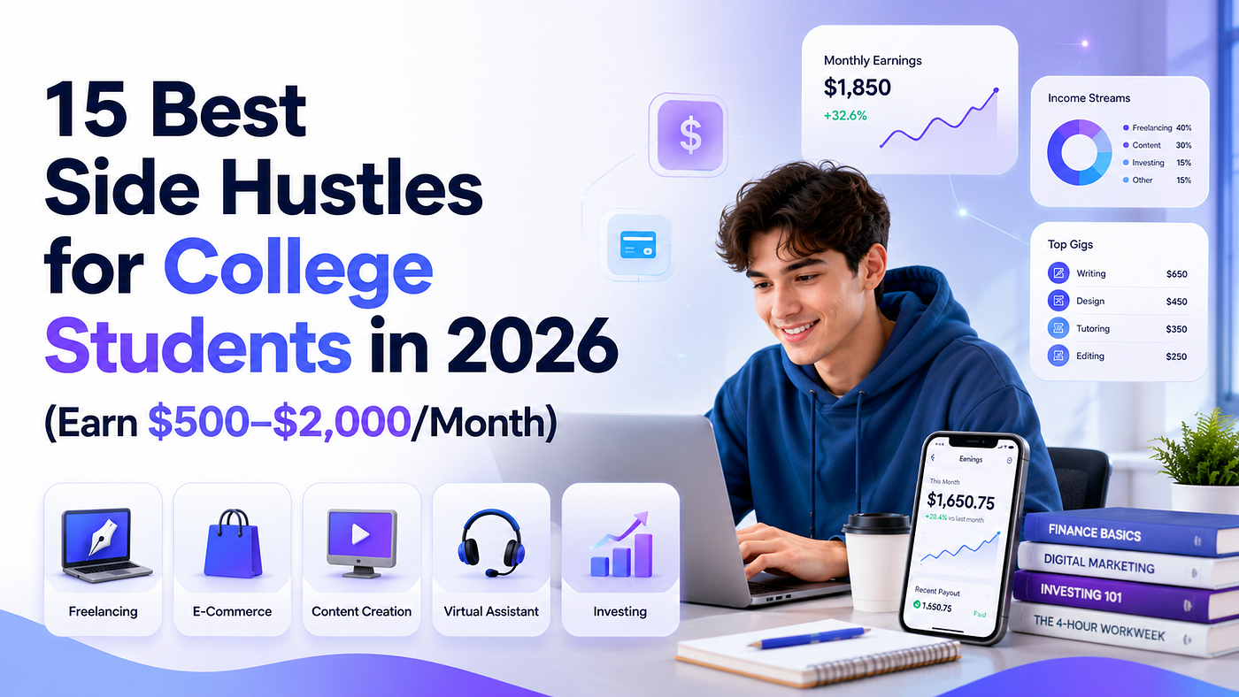 15 Best Side Hustles for College Students in 2026 (Earn $500–$2,000/Month)