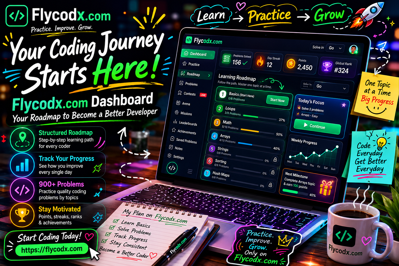 Why Most Beginners Never Become Consistent Coders (And How the Flycodx Dashboard Changes…
