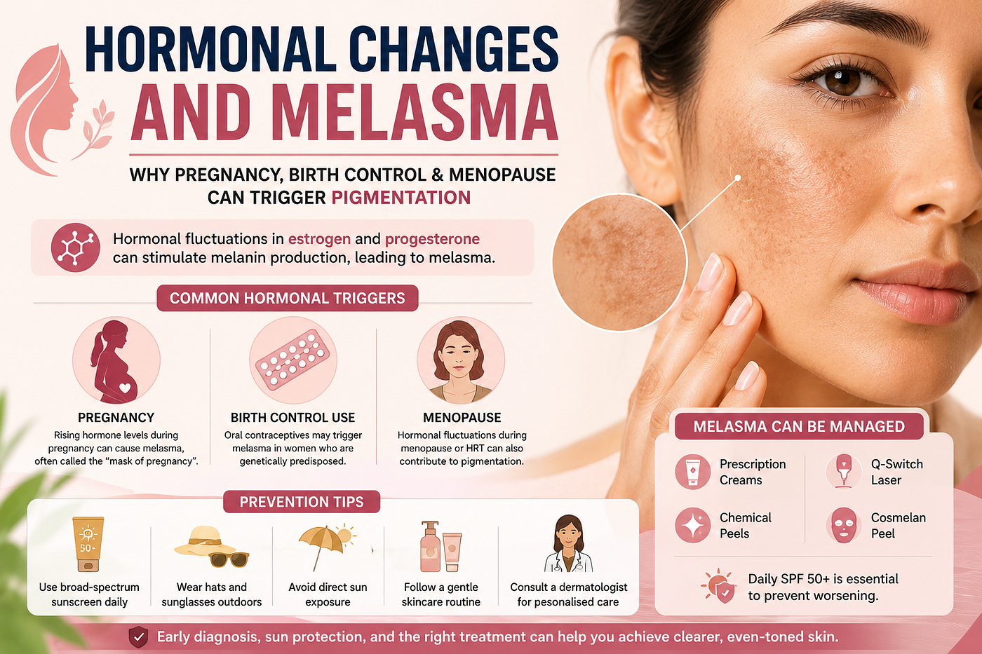 Hormonal Changes and Melasma: Why Pregnancy, Birth Control, and Menopause Can Cause Pigmentation