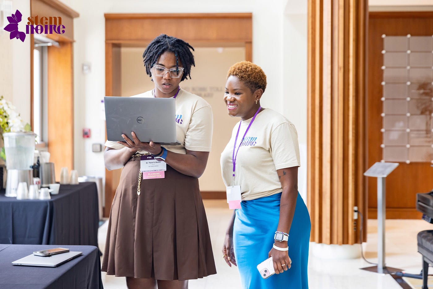 Picture of Kristeena (right) co-chairing at the 2025 STEMNoire conference. Photo credit to STEMNoire.