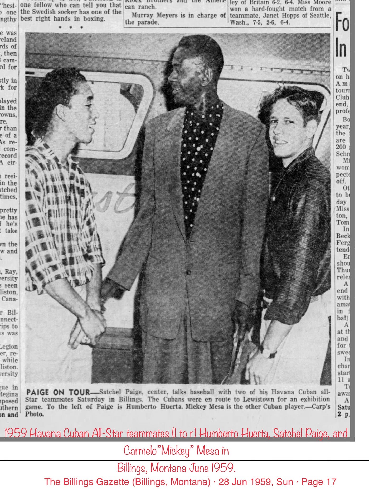 I've been doing research on Satchel Paige's 1959 barnstorming tour