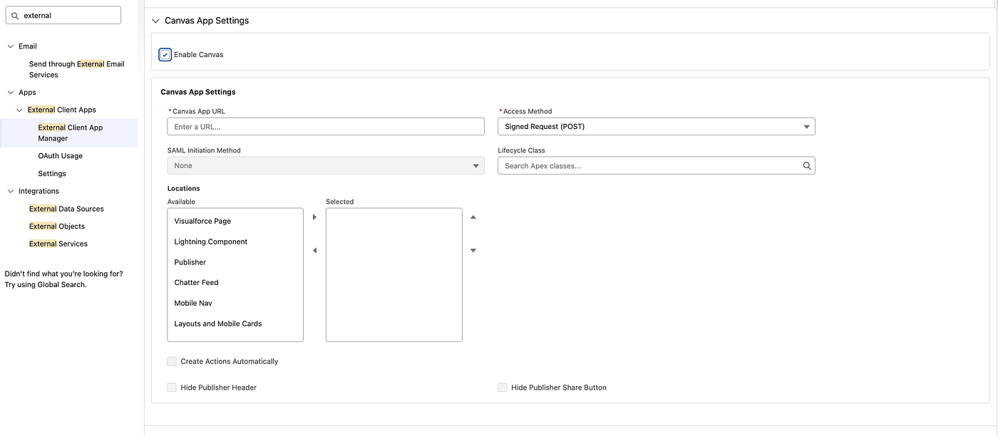 Releasing Salesforce Canvas Apps Using External Client Apps in 2GP