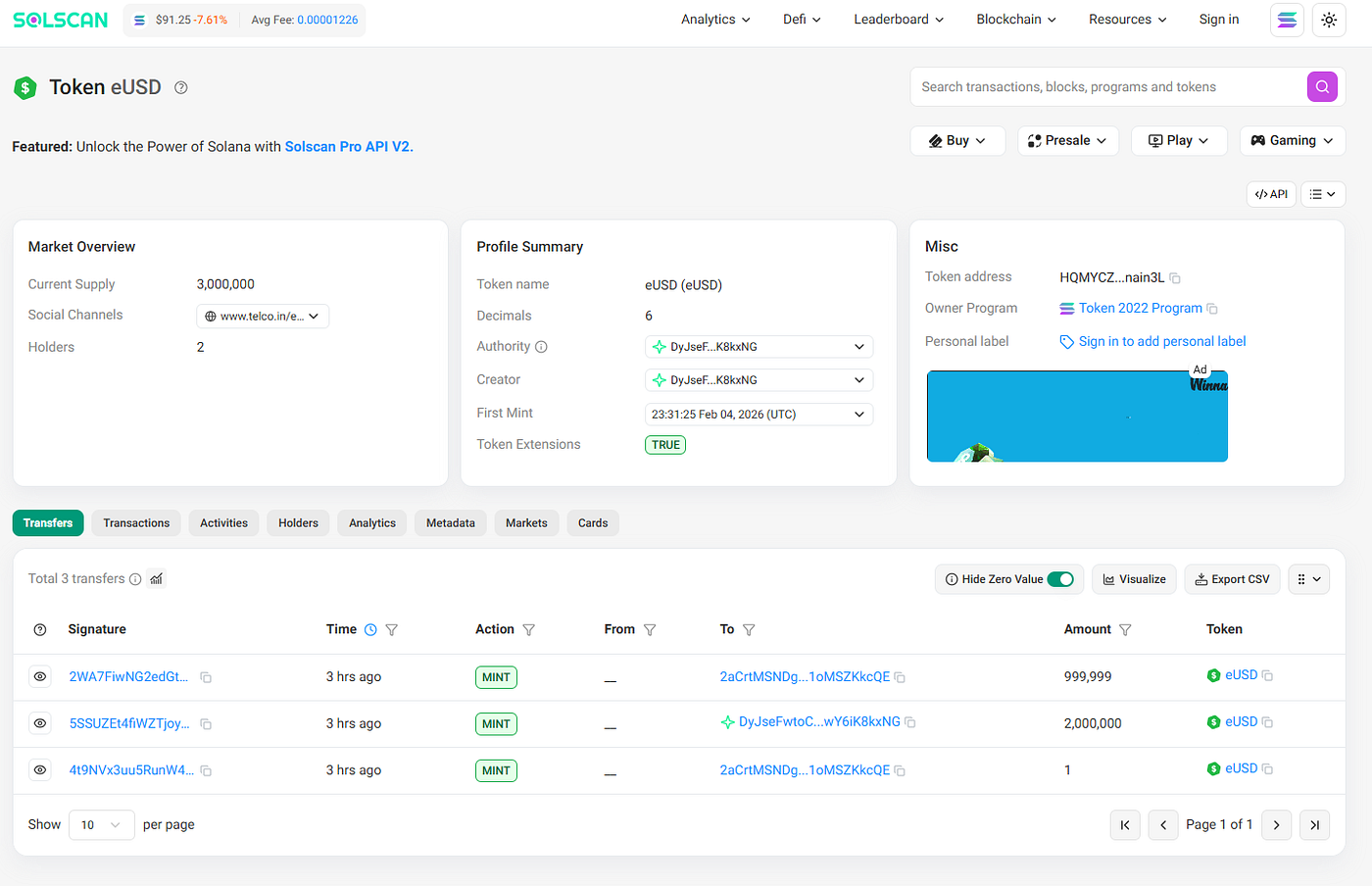 Telcoin eUSD mints on Solana and Base