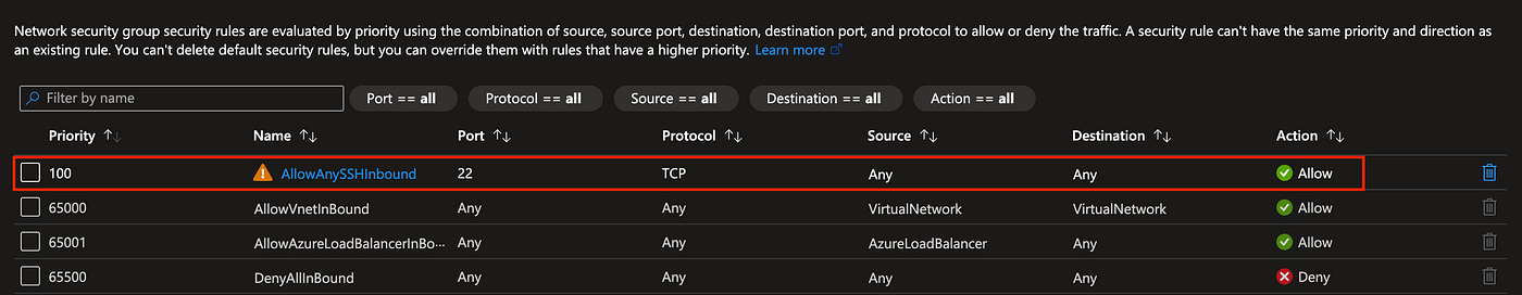 SSH Inbound rule successfully added