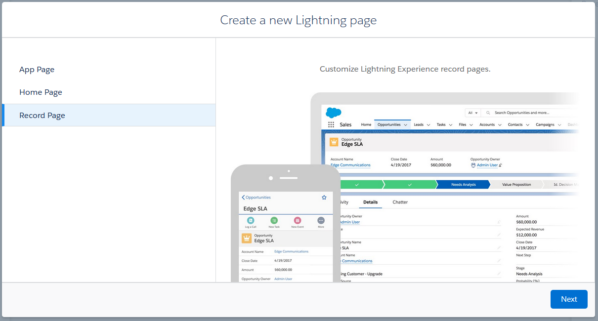Custom lightning template record page with collapsing region