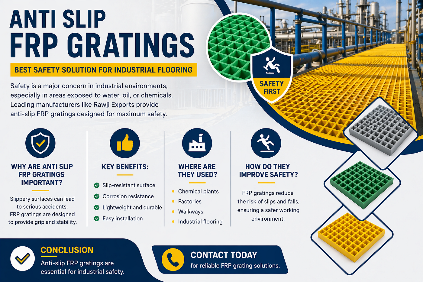 https://rawji.com/Anti Slip FRP Gratings — Best Safety Solution for Industrial Flooring