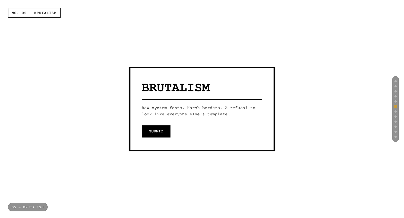 Raw system fonts. Harsh borders. A refusal to look like everyone else’s template.