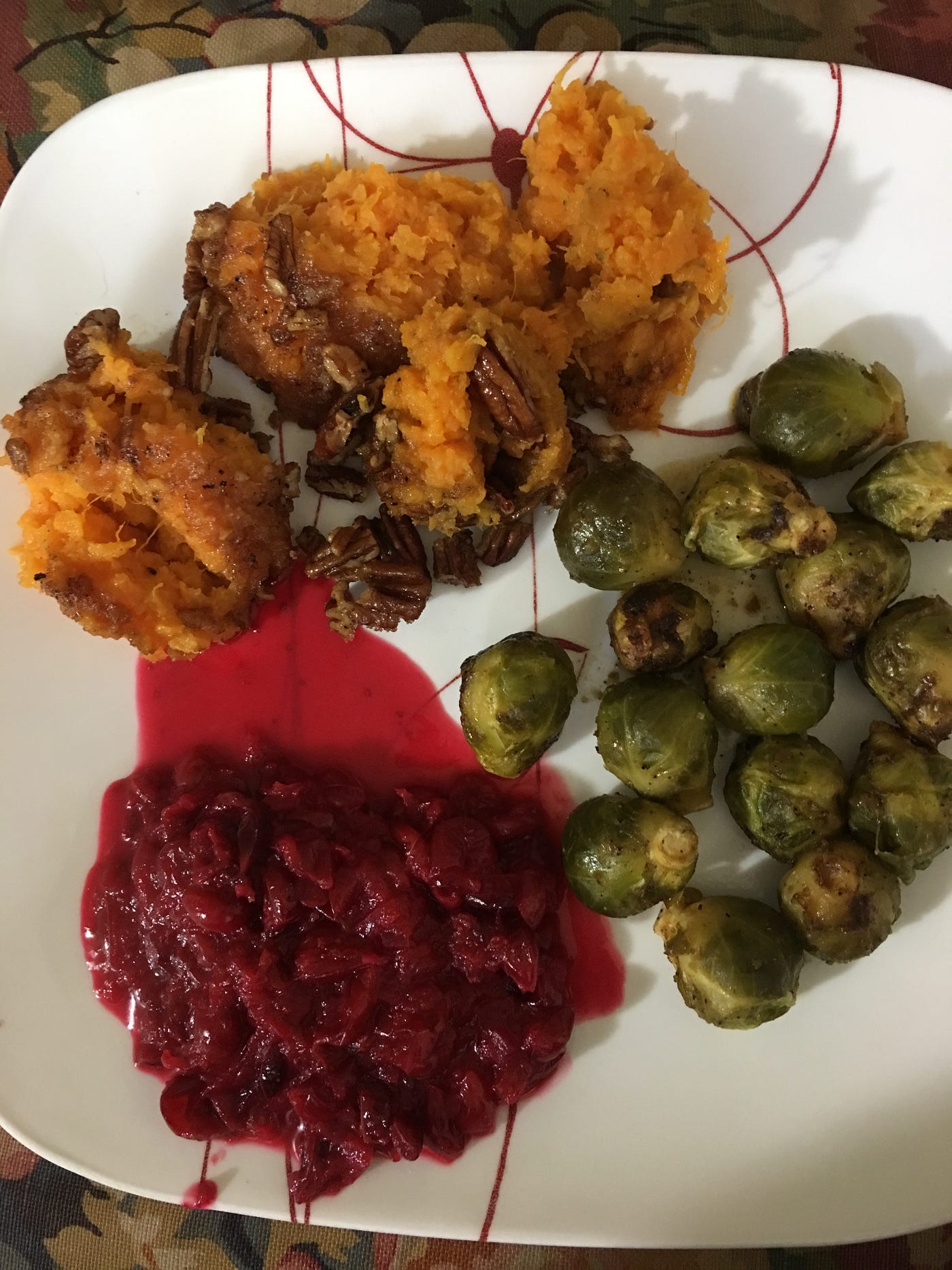 This is what a holiday vegetarian plate actually looks like — abundant, real, and nowhere near the fake-meat aisle.