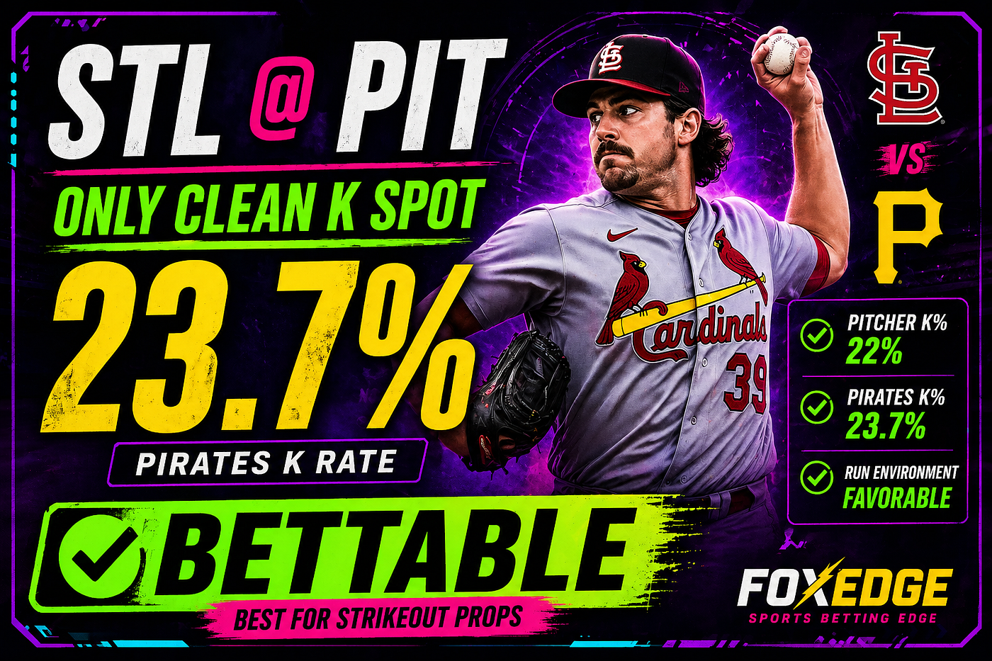 STL vs PIT Strikeout Props: Why This Is the Only Clean K Spot Today