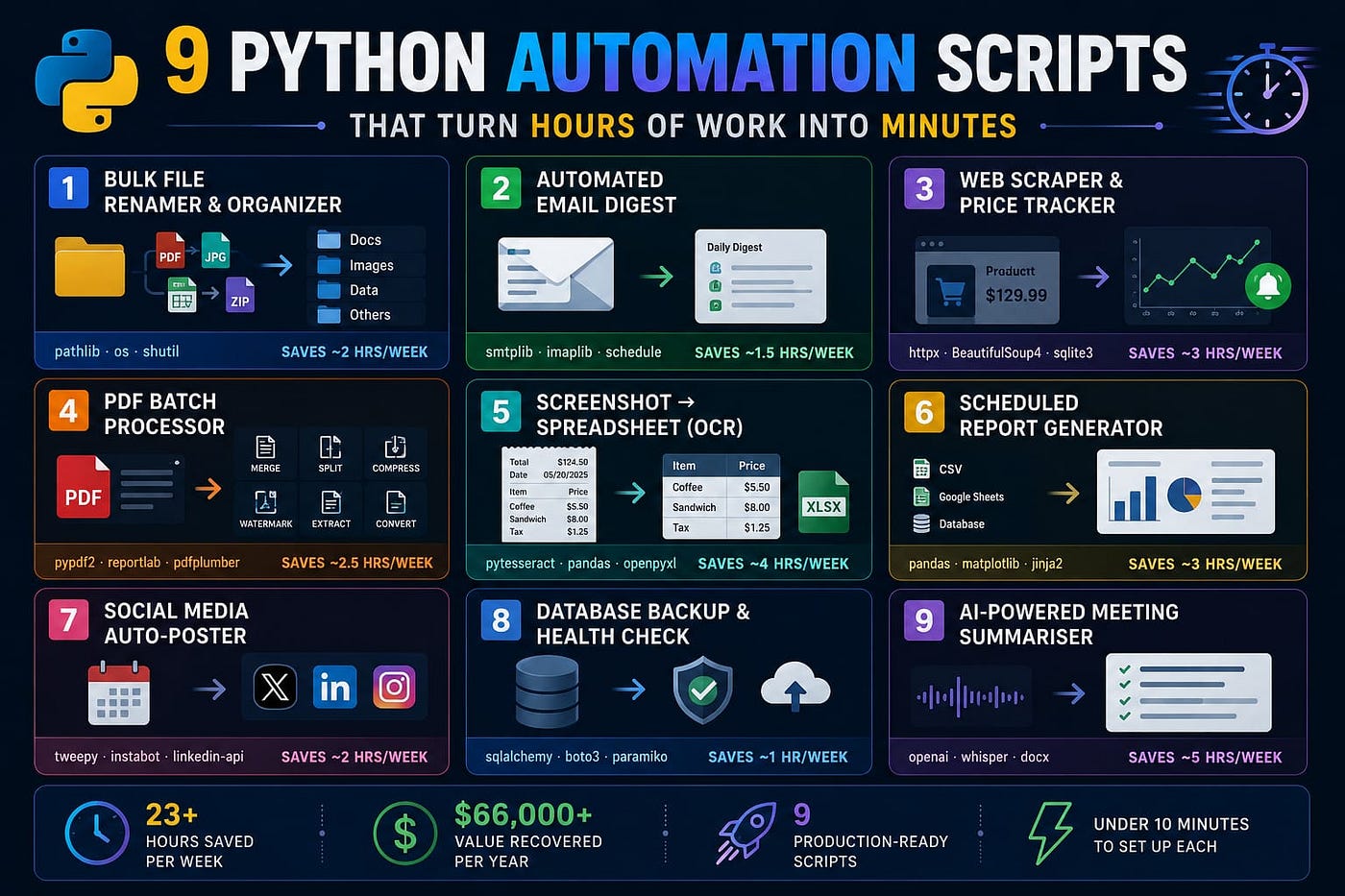 9 Python Automation Scripts That Turn Hours of Work Into Minutes