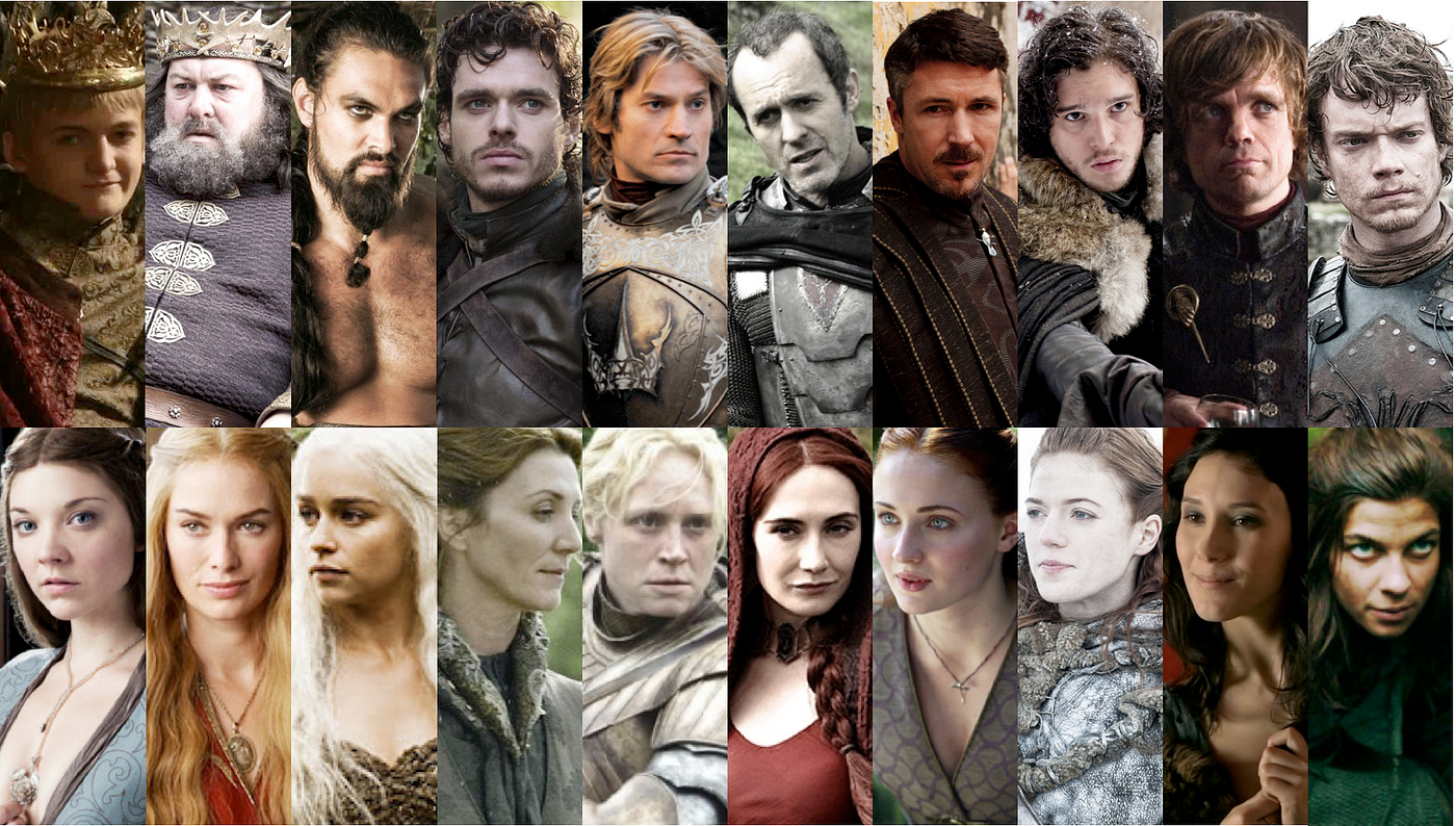 The cast of Game of Thrones from the first episode to today