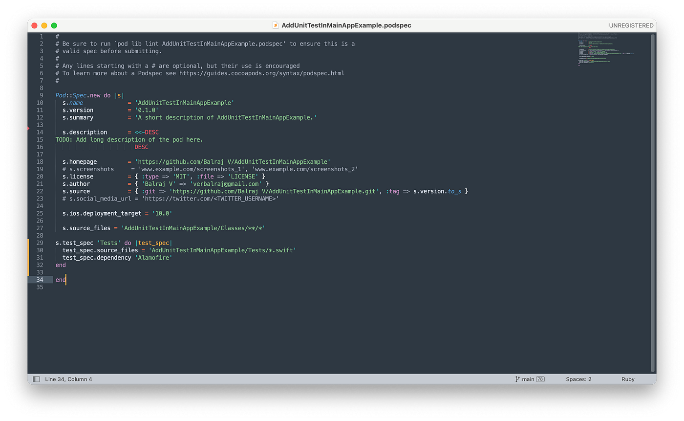 Cocoapod test spec | default subspec | cocoapod scheme | cocoapod