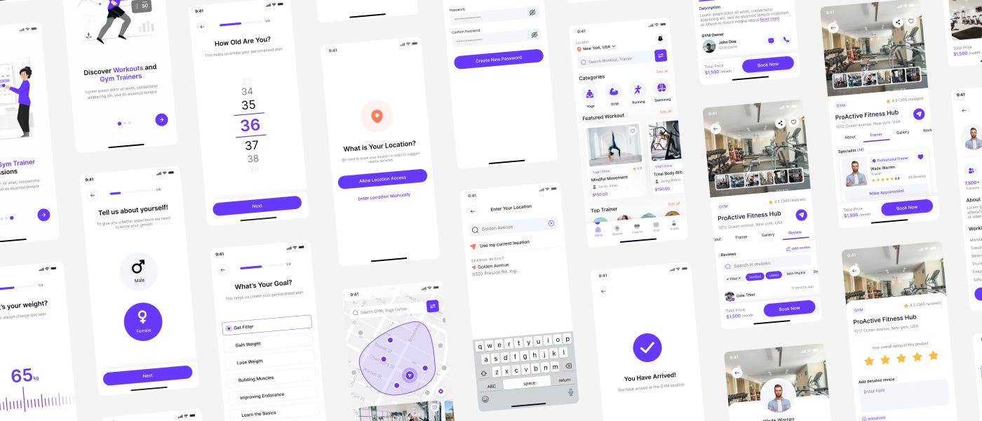 Fitness App, Workout App, GYM App, Yoga App, Sports Club App, Figma UI  Design, by Insightlancer