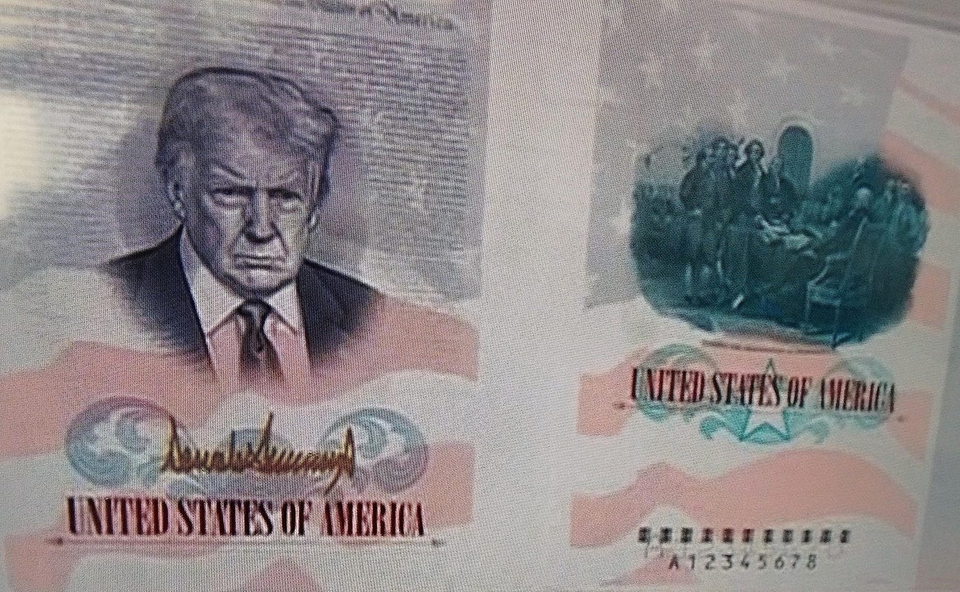 US-Pässe mit Trumps Konterfei