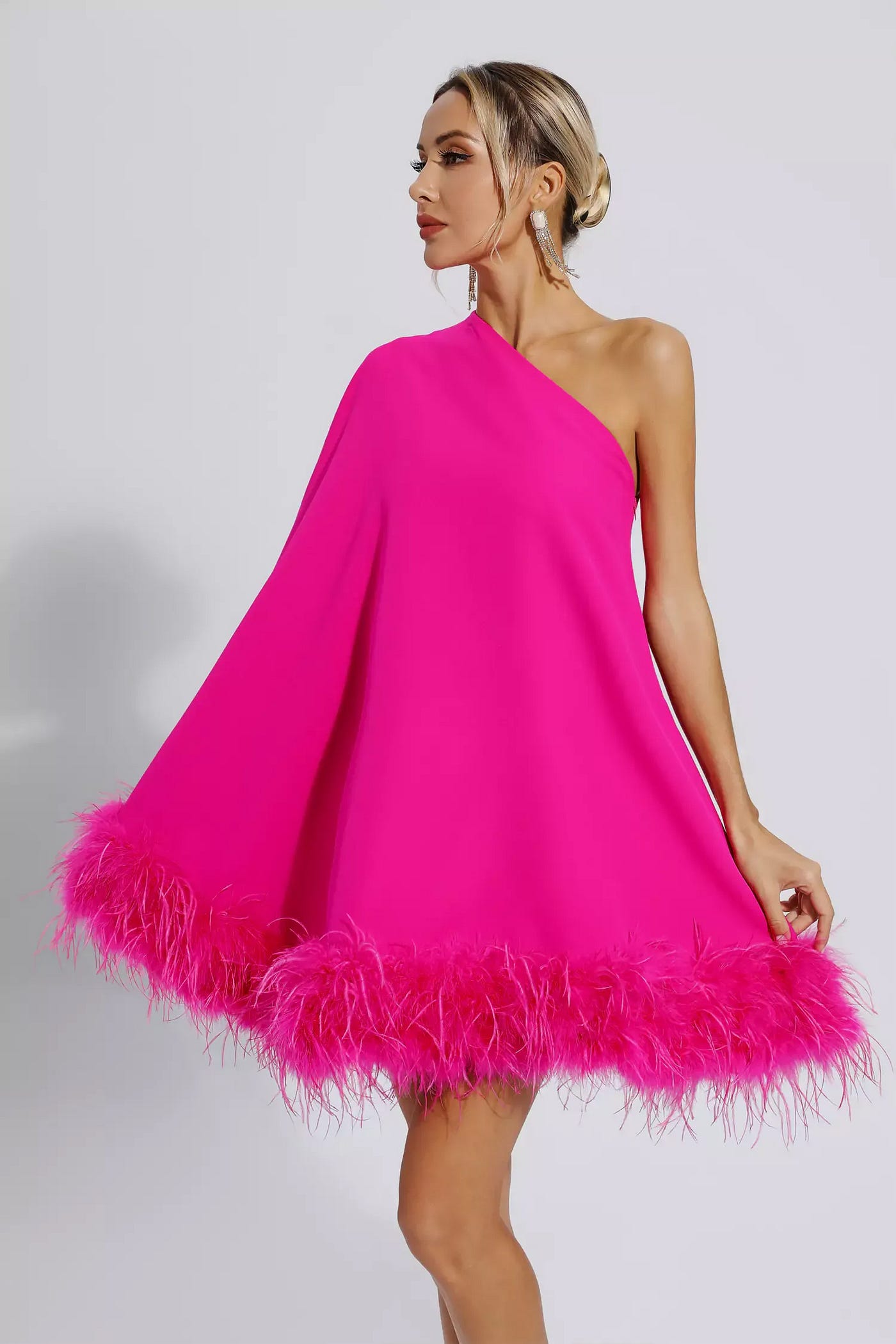 pink feather dress