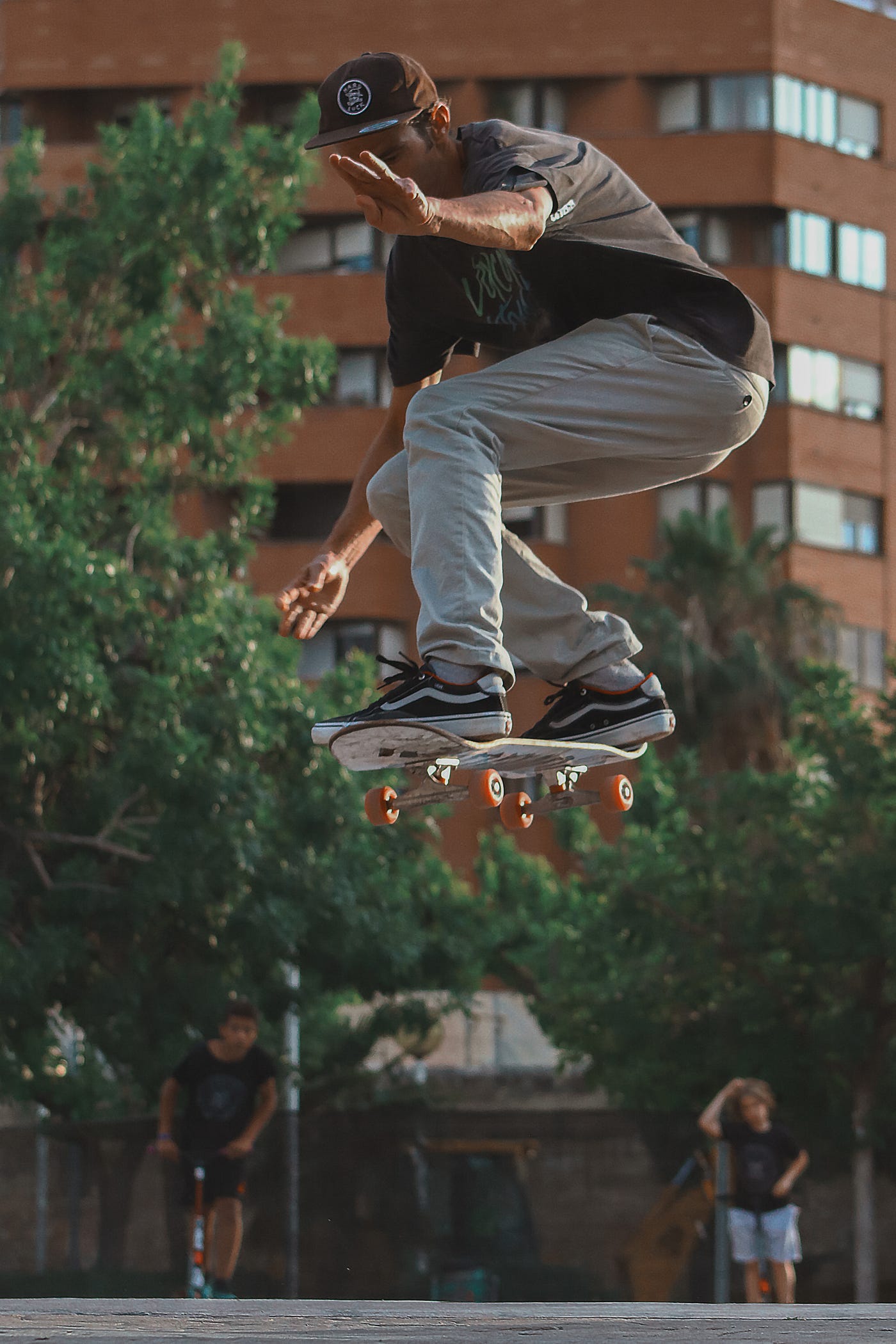 Philippe Foucart performs an ollie at the Gulliver Skatepark in Valencia, Spain in June.