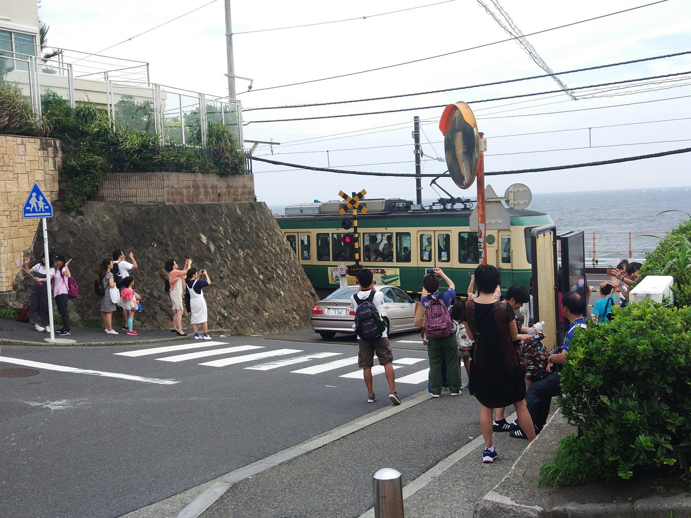 Enoden crossing near Enoshima, Kamakura