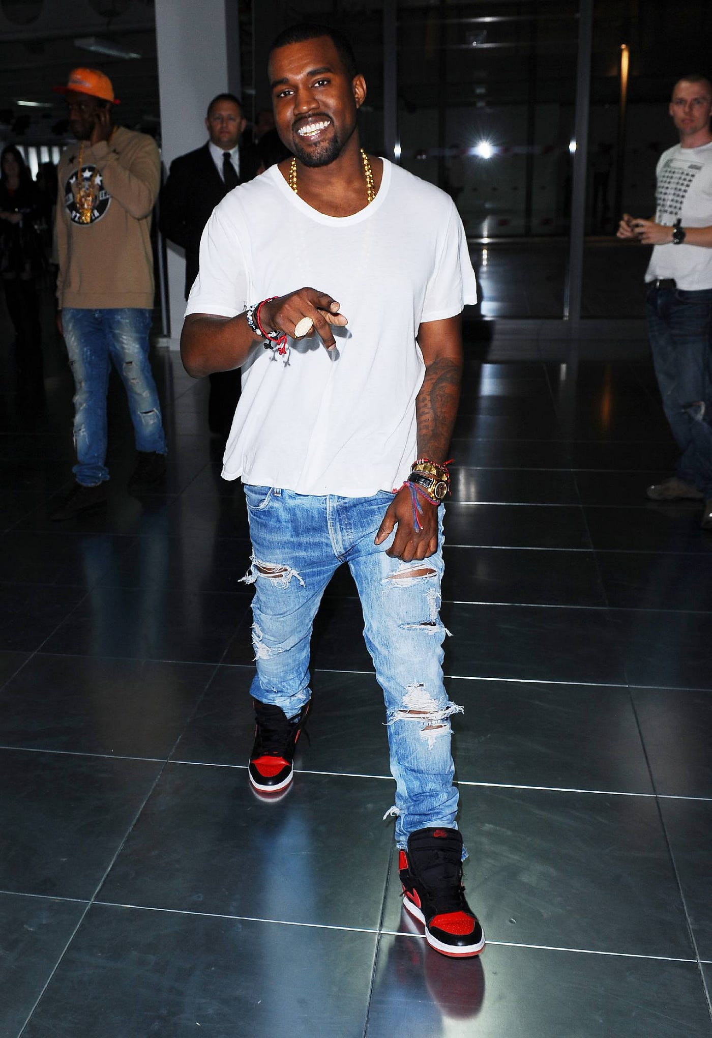 Kanye West Wearing Air Jordan 1 Bred - Air Jordans, Release