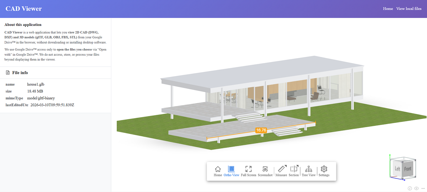 View model in CAD Viewer for Google Drive