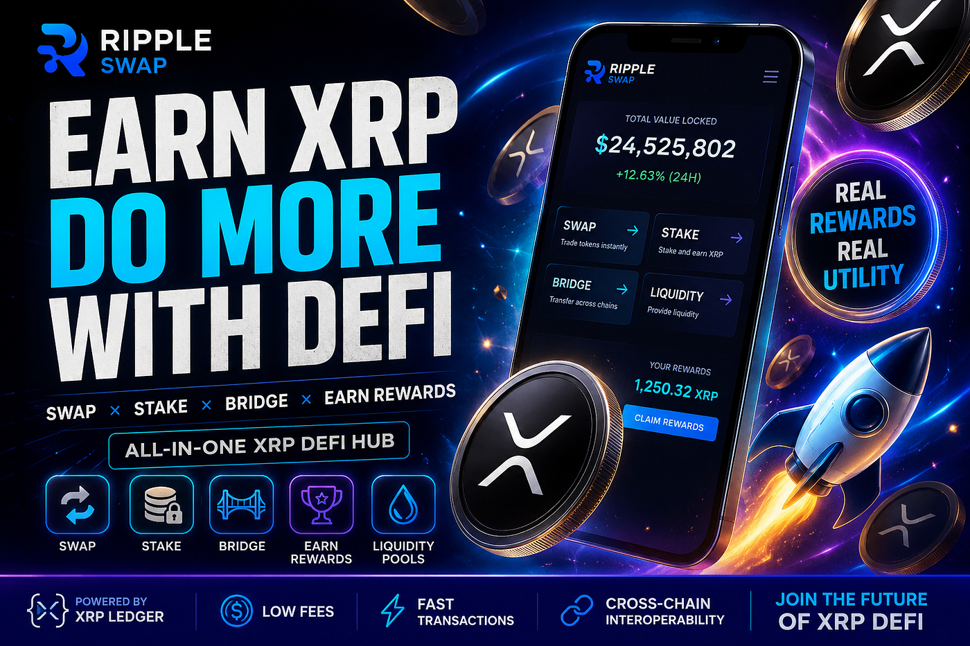 Ripple Swap: The Next Generation XRP DeFi Hub for Swapping, Staking, Bridging and Earning Rewards…