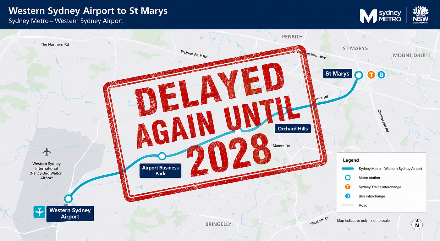 Sydney Metro delayed again